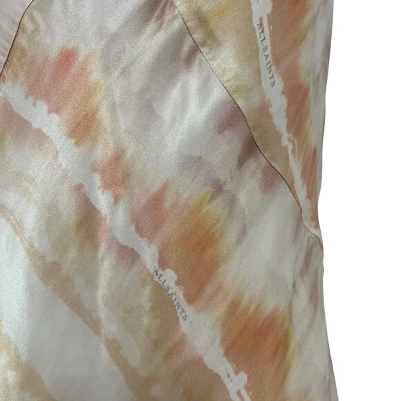 Allsaints Melody Marea Midi Slip Dress Silk Rainbow Pink V Neck Lined Size 6 Y2K - Picture 4 of 16